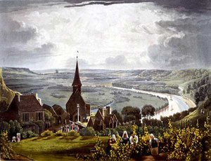 Roboise, a „Nézetek a Szajnán” című művéből, Daniel Havell (1785-1826) metszete, R. Ackermann kiadója 1821 (színes litó)