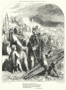 A szászok partraszállása Nagy-Britanniában (metszet) alkotó: John (after) Gilbert