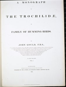 Előlap (kézzel színezett litográfia) alkotó: John (after) Gould
