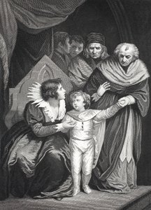 Elizabeth Woodville megadja a fiát (litho)
