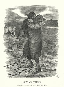 Punch rajzfilm: Konkolyvetés – a szocializmus terjedésétől való félelem a brit munkások körében (metszet) alkotó: John (after) Tenniel