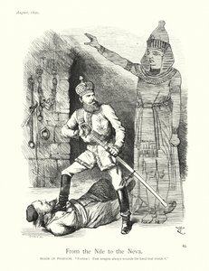 Sir John Tenniel karikatúra: A Nílustól a Néváig (metszet) alkotó: John (after) Tenniel