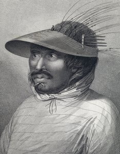 Oonalashka (vagy Unalaska, Alaszka, Egyesült Államok) férfi portréja. William Sharp () 18. század végi metszete John Webber (1751-1793) után.