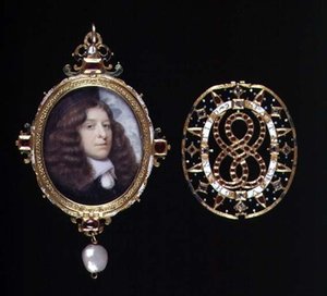 No.3863 Egy ismeretlen férfi miniatűrje, arany és ékköves keretben és borítóban, 1660 körül (vellum) alkotó: John (attr. to) Hoskins