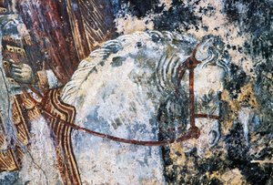 Ló, sérült freskó a mennyezeten az Agios Vasileios templomban, Vavouledo, Kréta, Görögország (fotó) alkotó: Walter Charles Mills