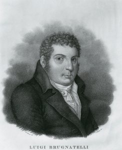 Luigi Valentino Brugnatelli (1761-1818), olasz vegyész és a galvanizálás feltalálójának portréja, Luigi Rados (1773-1840) metszete Roberto Focosi (1806-1862) rajza után.