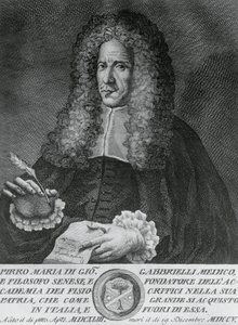 Pirro Maria Gabbrielli (1643-1705), olasz filozófus, az elméleti orvostudomány és botanika professzorának portréja, Cosimo Zocchi metszete (aktív 1740-kb. 1787) alkotó: Walter Charles Mills