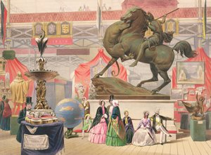 Kilátás a Kristálypalota keleti hajójára szoborral (az Amazonas) (színes litho) alkotó: John Absolon