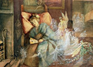 Álmodozás (akvarell és testfesték papíron) alkotó: John Anster Fitzgerald
