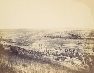 Gecsemáné kertje és kilátás Jeruzsálemre, 1860-as évek.