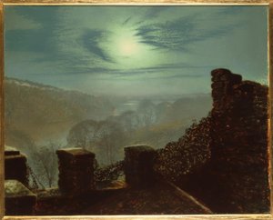 J.A.Grimshaw, Telihold pehelyfelhő mögött, Roundhay P. alkotó: John Atkinson Grimshaw