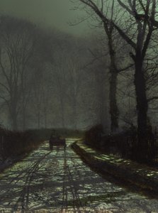 Lane jelenet éjszaka alkotó: John Atkinson Grimshaw