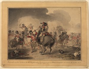 42. Highlanders Waterlooban, 1815 (toll és tinta wc papíron) alkotó: John Augustus Atkinson