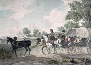 Belga vagon, amely sebesülteket szállít a mezőről az 1815-ös waterlooi csata után alkotó: John Augustus Atkinson