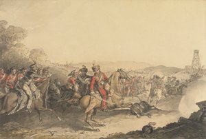 Anglesey márki megsebesült, miközben a nehézlovasság rohamát vezette a waterlooi csata végén alkotó: John Augustus Atkinson