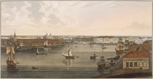 Kilátás az Admiralitásra, a régi Szent Izsák-székesegyházra, az angol rakpartra és a Vasi Tudományos Akadémiára alkotó: John Augustus Atkinson