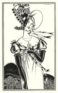 Illusztráció a Don Juanhoz, Lord Byron: Bonnet, amelyet a szép nem visel (litho)