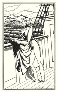 Illusztráció Don Juanhoz, Lord Byron: "Adieu, adieu! Az én szülő partom" (litho)