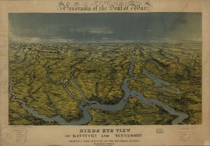 Kentucky és Tennessee madártávlatból, Kairó és a déli államok egy része. LOC 99447069