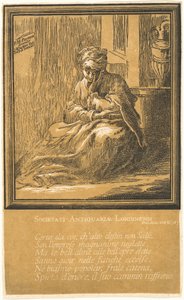 Meditáló nő alkotó: John Baptist Jackson, after Parmigianino