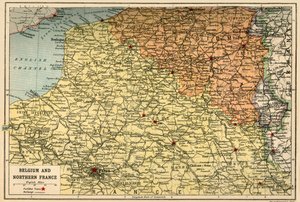 Belgium és Észak-Franciaország térképe, c1914, c1920.