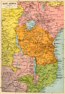 Kelet-Afrika térképe, első világháború, 1920.