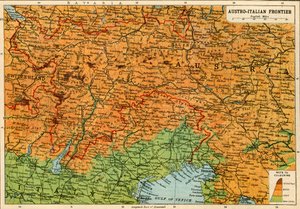 Az osztrák-olasz határ térképe, első világháború, 1920.
