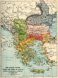 A balkáni államok az 1912-13-as háborúk után, 1920.