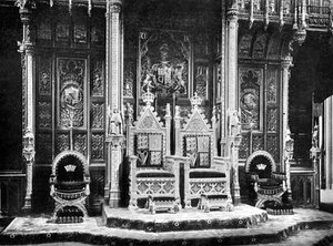 A királyi trón, Lordok Háza, Westminster, 1905.