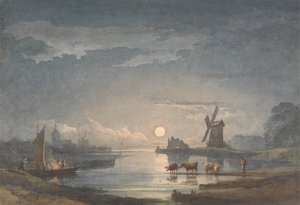 Holdfény a folyón Brugge közelében alkotó: John Berney Crome