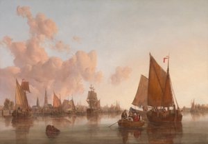 Vitorlás hajók és bárkák egy holland(?) torkolatban alkotó: John Berney Crome