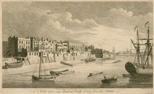 A Limehouse Bridge közelében készült kilátás a Temzére nézve alkotó: John Boydell