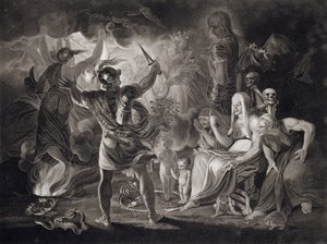 Macbeth, a három boszorkány és Hekaté a IV. felvonásban, William Shakespeare (1564-1616) „Macbeth” című művének I. jelenete 1805-ben.