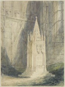 Tervezés a Chatterton Kenotaph számára a St Mary Redcliffe templomban (akvarell és testfesték ceruzával, krétával és kikarcolással, papíron)