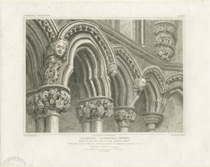 Lichfield katedrális belseje – ívek a káptalanházban: metszet, nd [c 1819] (nyomtatás)