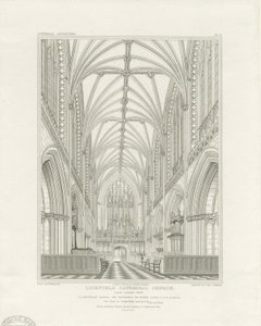 Lichfield székesegyház belseje – Kórus: metszet, nd [c 1820] (nyomtatás)