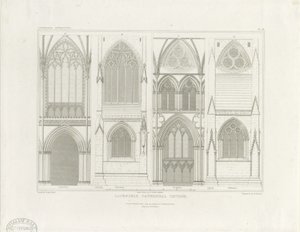 Lichfield katedrális belseje – Hajó és kórus: metszet, nd [c 1819] (nyomtatás)
