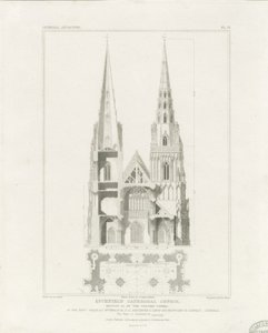 Lichfield katedrális – nyugati front: metszet, nd [c 1819]