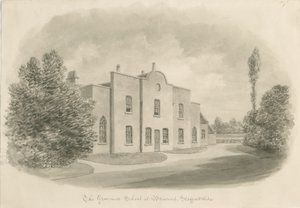 Brewood Gimnázium: szépia rajz, nd [c 1842] (rajz) alkotó: John Buckler
