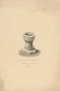 Buckinghamshire - Cholesbury templom: szépia rajz alkotó: John Buckler