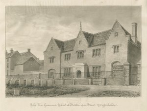 Burton-upon-Trent - Gimnázium: szépia rajz alkotó: John Buckler