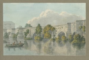 Burton-upon-Trent híd és város: akvarellfestés, és [?XVIII. század] alkotó: John Buckler