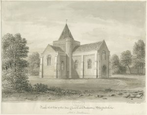 Butterton – Szent Tamás" templom: szépia rajz, 1844 alkotó: John Buckler