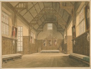 Cambridgeshire – Trinity College Hall – belső nézet, 1818 alkotó: John Buckler