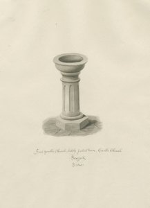 Vártemplom - Betűtípus a templomban: szépia rajz alkotó: John Buckler