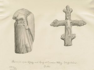 Croxden - Régiségek: szépia rajz alkotó: John Buckler