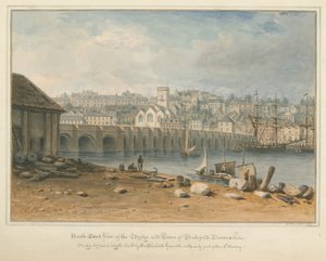 Devonshire – Bideford – Bridge and Town, 1827 alkotó: John Buckler