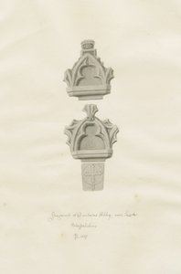 Dieulacres Abbey: szépia rajz alkotó: John Buckler