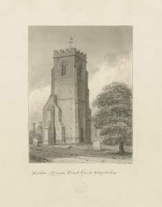 Drayton Bassett Church: szépia rajz, 1838 alkotó: John Buckler