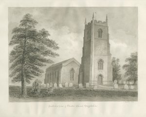 Ellastone templom: szépia rajz, 1847 alkotó: John Buckler